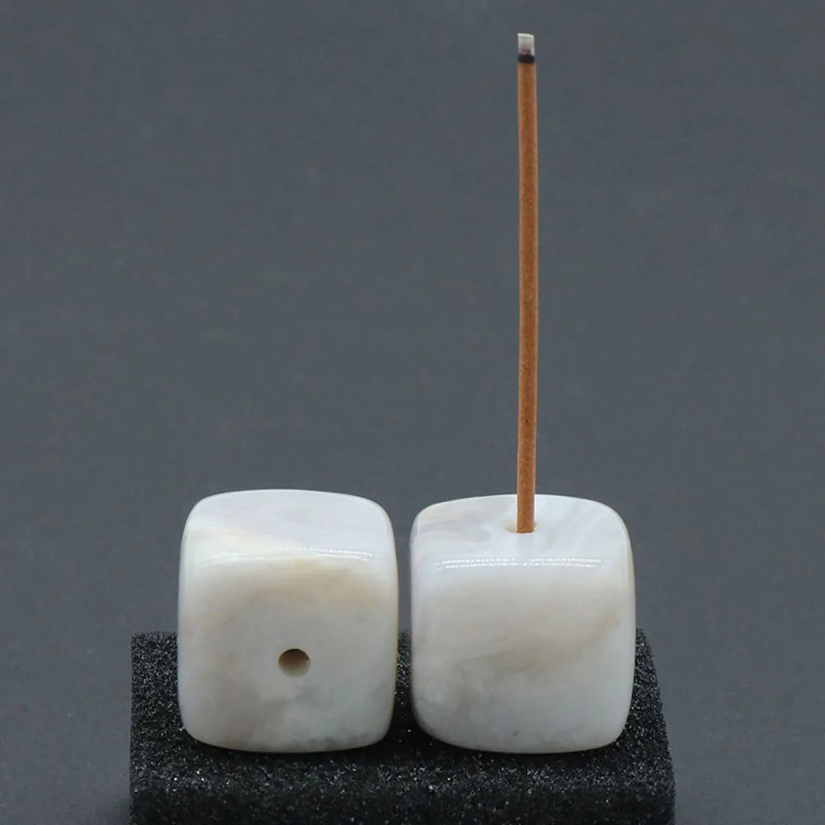 Storazone White Agate / 20mm-Hole 3mm 1pcs Natural Crystal Incense Sticks Holder Coil Censer Burner Rock Quartz Stone Base Buddhist Indoor Altar Table Home Decoration