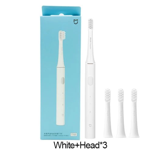 Storazone white and 3 head XIAOMI Mijia T100 Sonic Electric Toothbrush Mi Smart Tooth Brush Colorful USB Rechargeable IPX7 Waterproof For Toothbrushes head