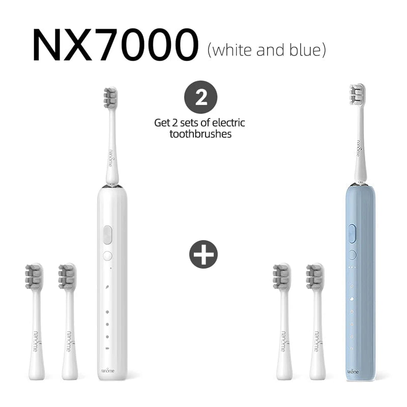 Storazone White and blue / spain Nandme NX7000 Smart Sonic Electric Toothbrush Ultrasound IPX7 Rechargeable Tooth Brush 5 Mode Smart Time Whitener Teethbrush