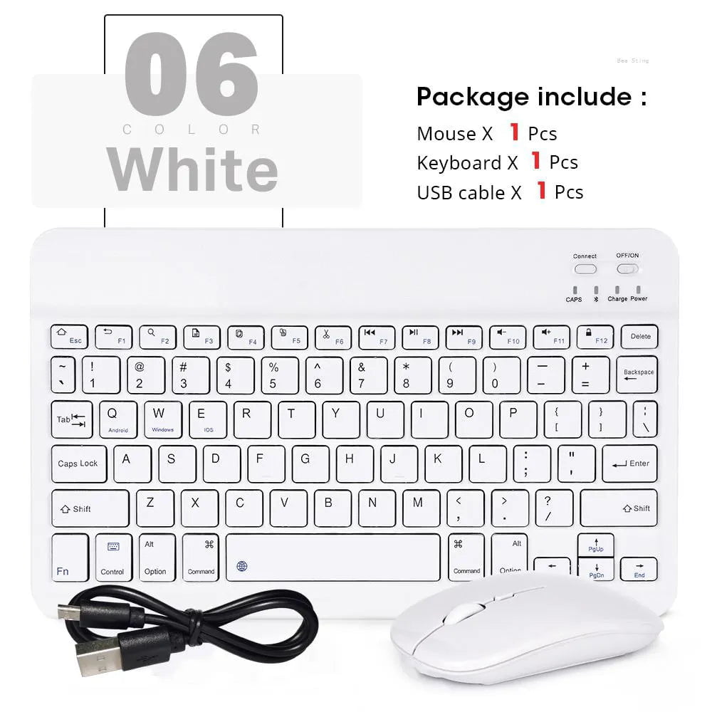 Storazone white-and mouse Mini Wireless Keyboard Bluetooth Keyboard For ipad Phone Tablet Portable Bluetooth Keyboard and Mouse For Samsung Xiaomi Android