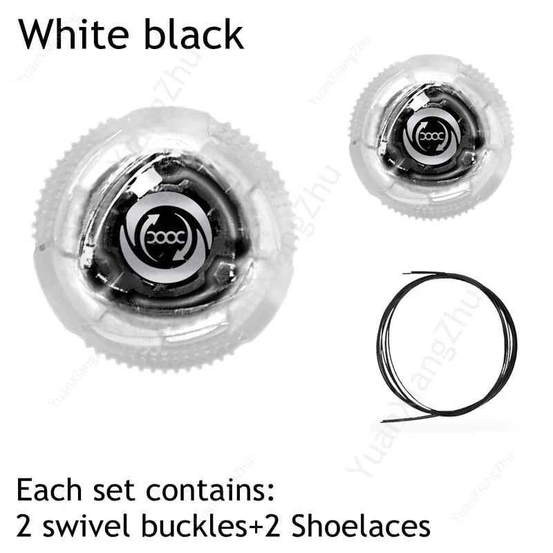 Storazone White black / CHINA New Automatic Laces Sneakers Swivel Buckle Shoelaces Without ties Adults Kids Lazy No Tie Shoe laces Shoe Accessories 1Pair