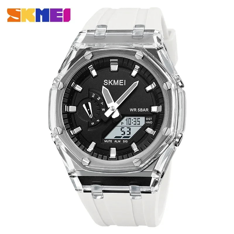 Storazone White Black / CHINA SKMEI 2100 Outdoor Men Digital Watch Colourful LED Display Watches Waterproof Shock Resistant Mens Wristwatch Clock reloj hombre