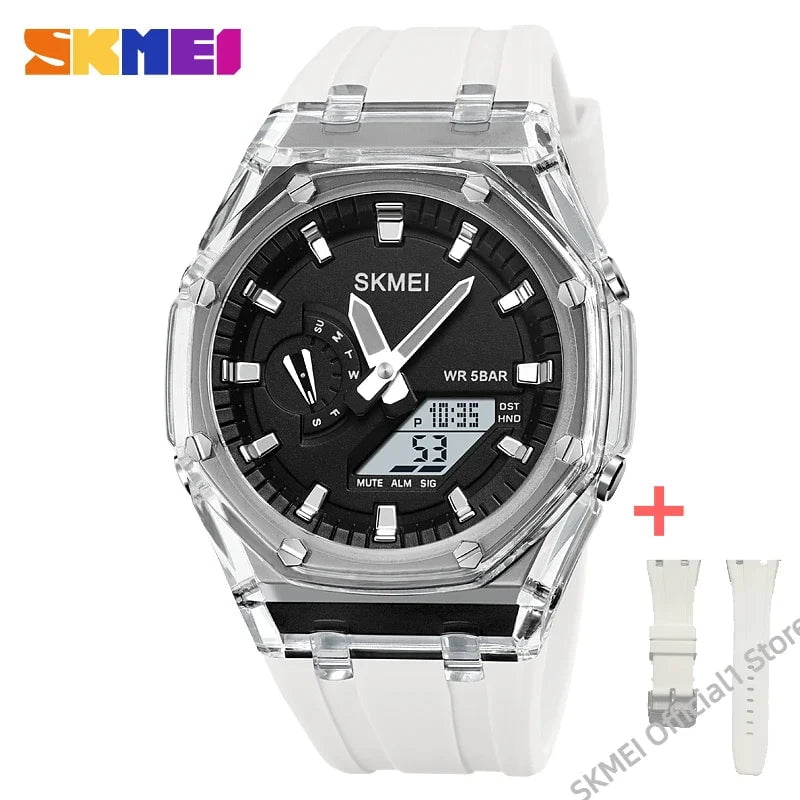 Storazone White Black-strap / CHINA SKMEI 2100 Outdoor Men Digital Watch Colourful LED Display Watches Waterproof Shock Resistant Mens Wristwatch Clock reloj hombre