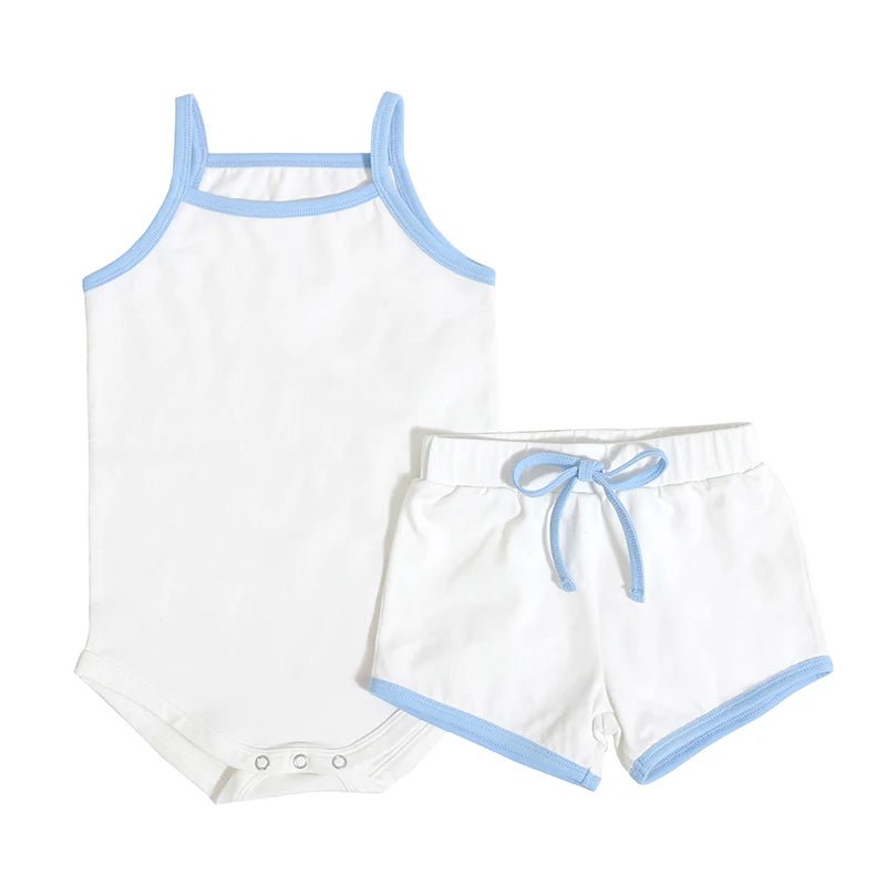 Storazone white-blue-vest set / 18M PRESALE 2024 AS Kids Clothing Baby Girl Clothes Children Clothing Boys Outfits Girls Dress For Summer Hot Sale Toddler