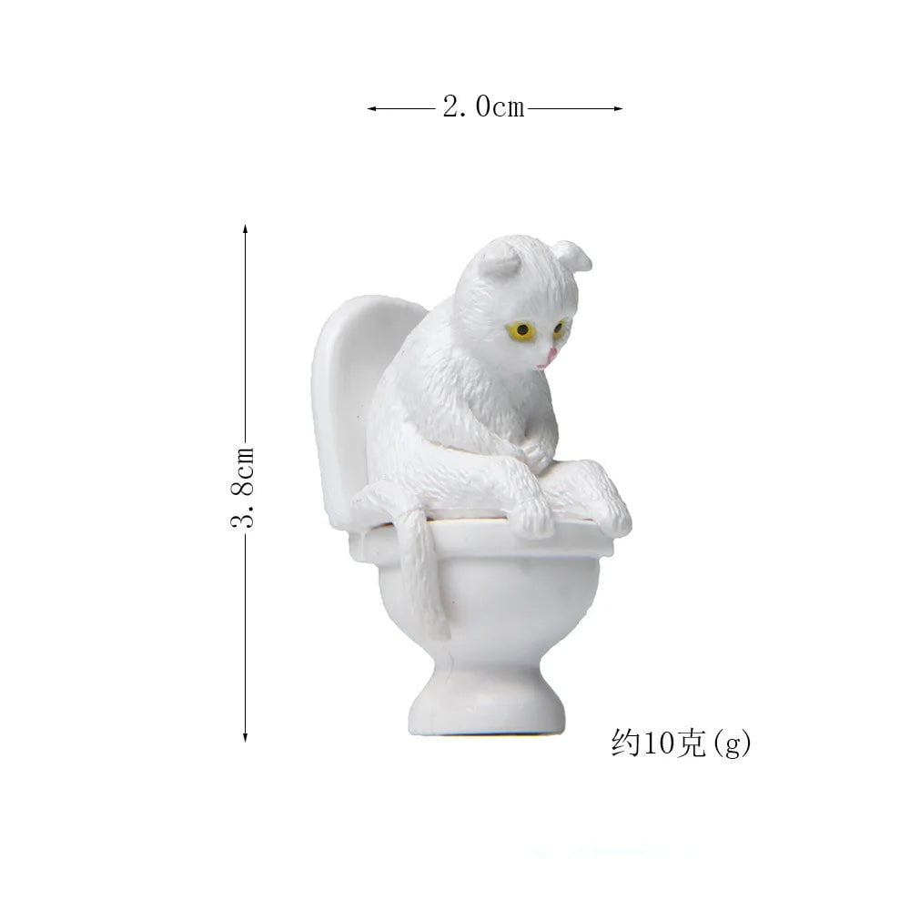 Storazone white cat figure 11 Cat on Toilet Resin Home Decoration Action Figure Dollhouse Landscape Accessories Fairy Garden Miniatures Desktop Model Ornament