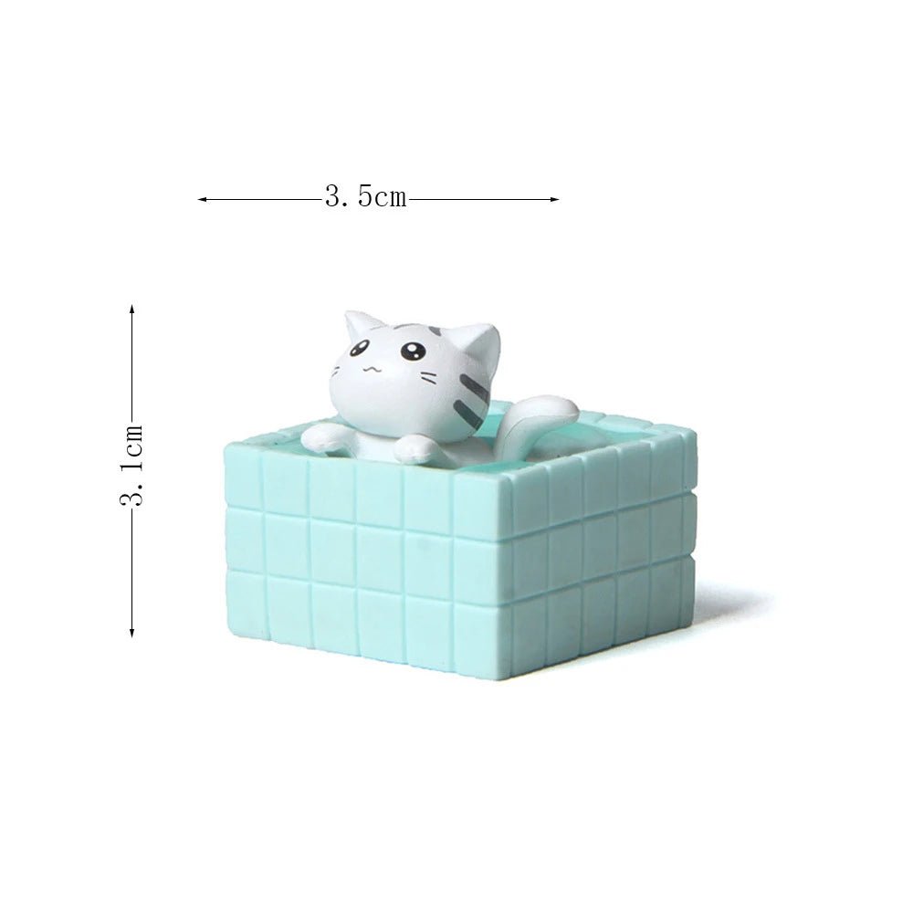 Storazone white cat figurine 3 Cat on Toilet Resin Home Decoration Action Figure Dollhouse Landscape Accessories Fairy Garden Miniatures Desktop Model Ornament