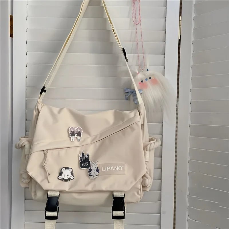 Storazone White Chapter / 33x25x10cm Nylon Handbags Shoulder Bag Large Capacity Crossbody Bags for Teenager Girls Men Harajuku Messenger Bag Student School Bags Sac