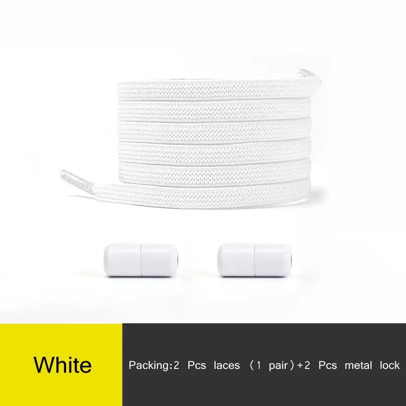 Storazone WHITE / CHINA 1Pair Multicolor Lock Elastic Sneaker Laces For Kids Adults and Elderly No Tie Shoelaces Quick Elastic Athletic Running Shoelace