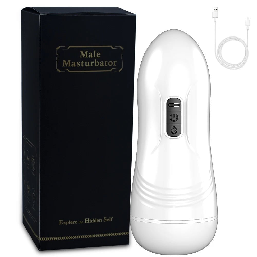 Storazone White / CHINA Automatic Male Masturbator Blowjob Vibration Machine Real Vagina Pocket Pussy Penis Oral Masturbation Cup Adult Sex Toy for Man