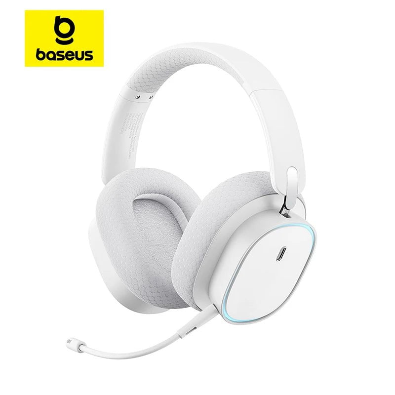 Storazone White / CHINA Baseus GH02 Gaming Wireless Headphone with Mic Over-Ear Headphones Bluetooth 5.3 40mm Driver 2.4G/Wireless/Cable RGB Headsets