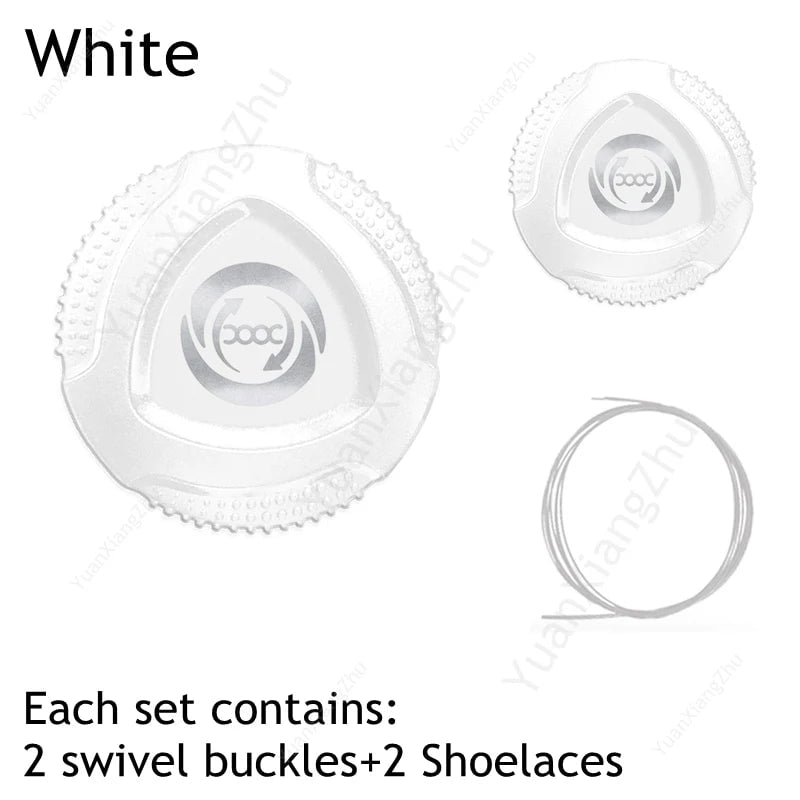 Storazone White / CHINA New Automatic Laces Sneakers Swivel Buckle Shoelaces Without ties Adults Kids Lazy No Tie Shoe laces Shoe Accessories 1Pair