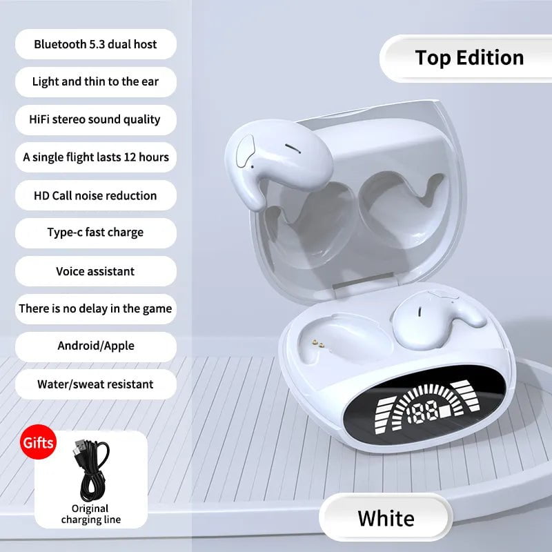 Storazone White / CHINA Sleep Invisible Earbuds Tiny Mini Headphones Hidden Noise Cancelling TWS Wireless Headsets Sports Stereo Bluetooth 5.3 Earphone