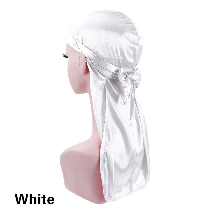 Storazone white / CHINA Unisex Silky Durags Bandanas Turban Hat Wigs Doo Men Satin Durag Biker Headwear Headband Hair Accessories Extra Long Tail Du-Rag