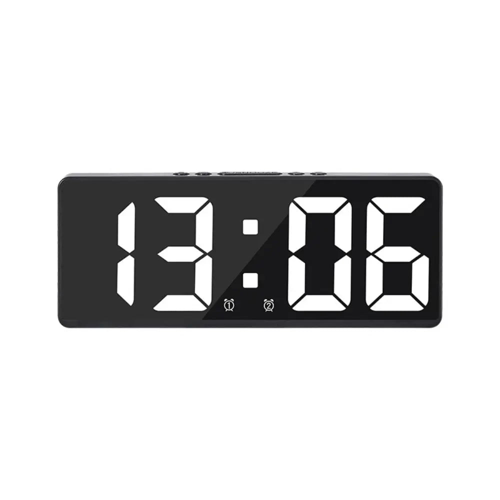 Storazone white Creative Number Clock Color Nightlight Temperature Calendar Alarm Clock LED Large Number Electronic Clock Backlight Home Decor