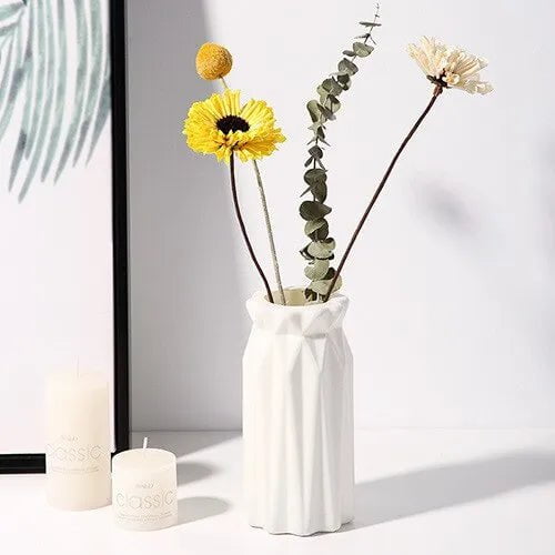 Storazone White-D 1pc Nordic Plastic Vase Simple Small Fresh Flower Pot Storage Bottle for Flowers Living Room Modern Home Decorations Ornaments