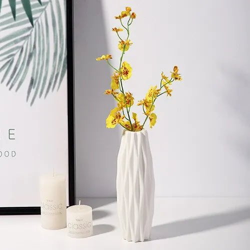 Storazone White-E 1pc Nordic Plastic Vase Simple Small Fresh Flower Pot Storage Bottle for Flowers Living Room Modern Home Decorations Ornaments
