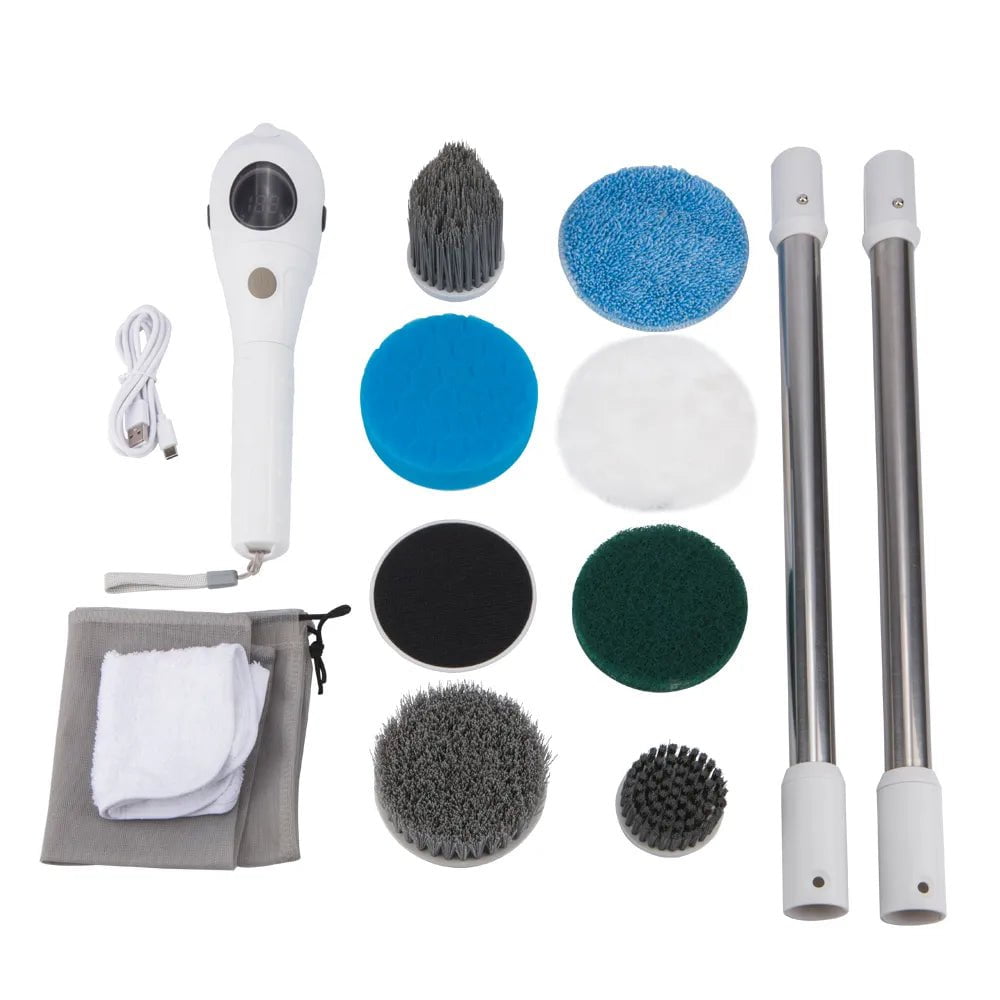 Storazone White Electric Cleaning Brush 8 in 1 Multifunctional Household Wireless Rotatable Cleaning Brush For Bathroom Kitchen Windows Toilet