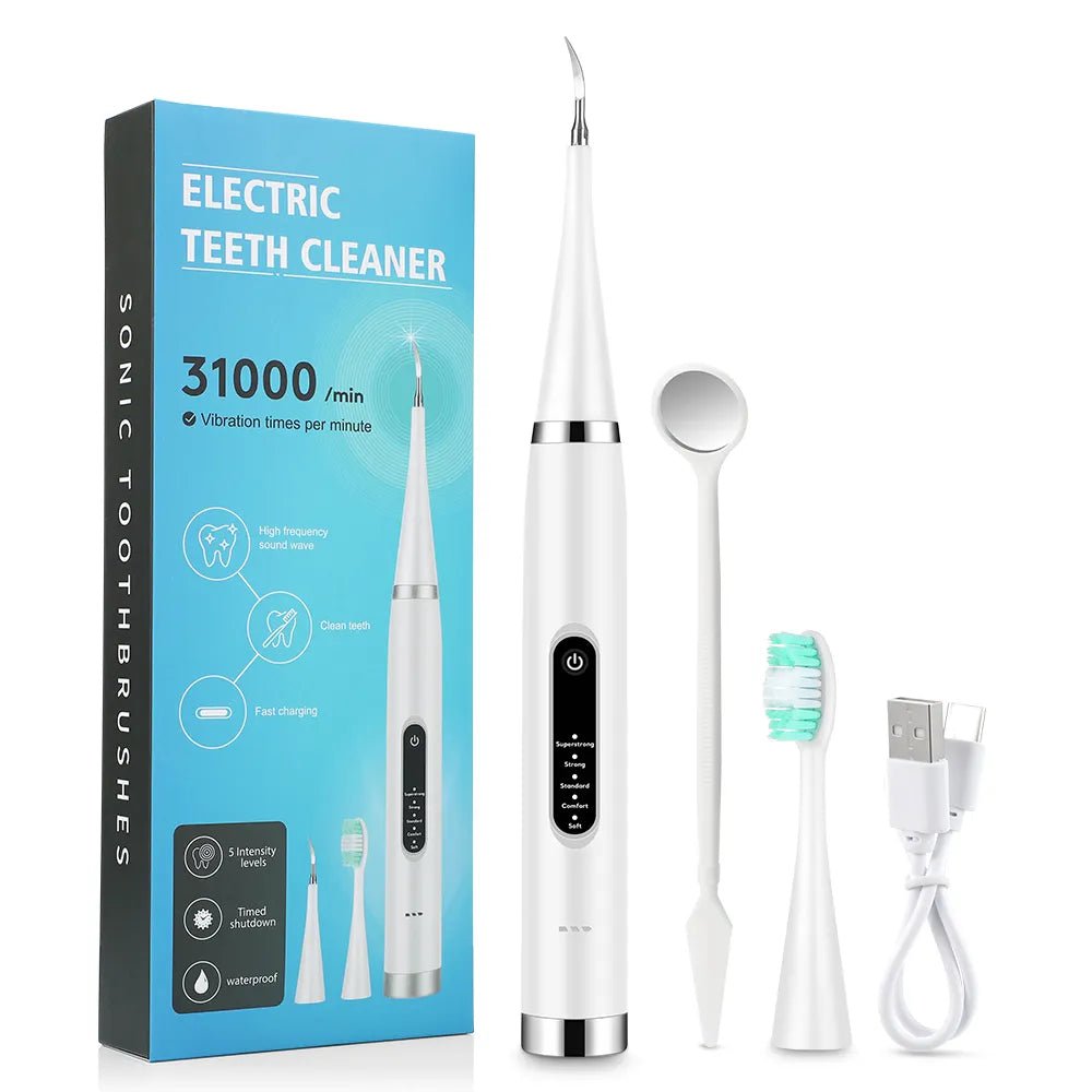 Storazone WHITE Electric Teeth Whitening Dental Calculus Scaler Plaque Coffee Stain Tartar Removal High Frequency Sonic Toothbrush Teeth Cleaner