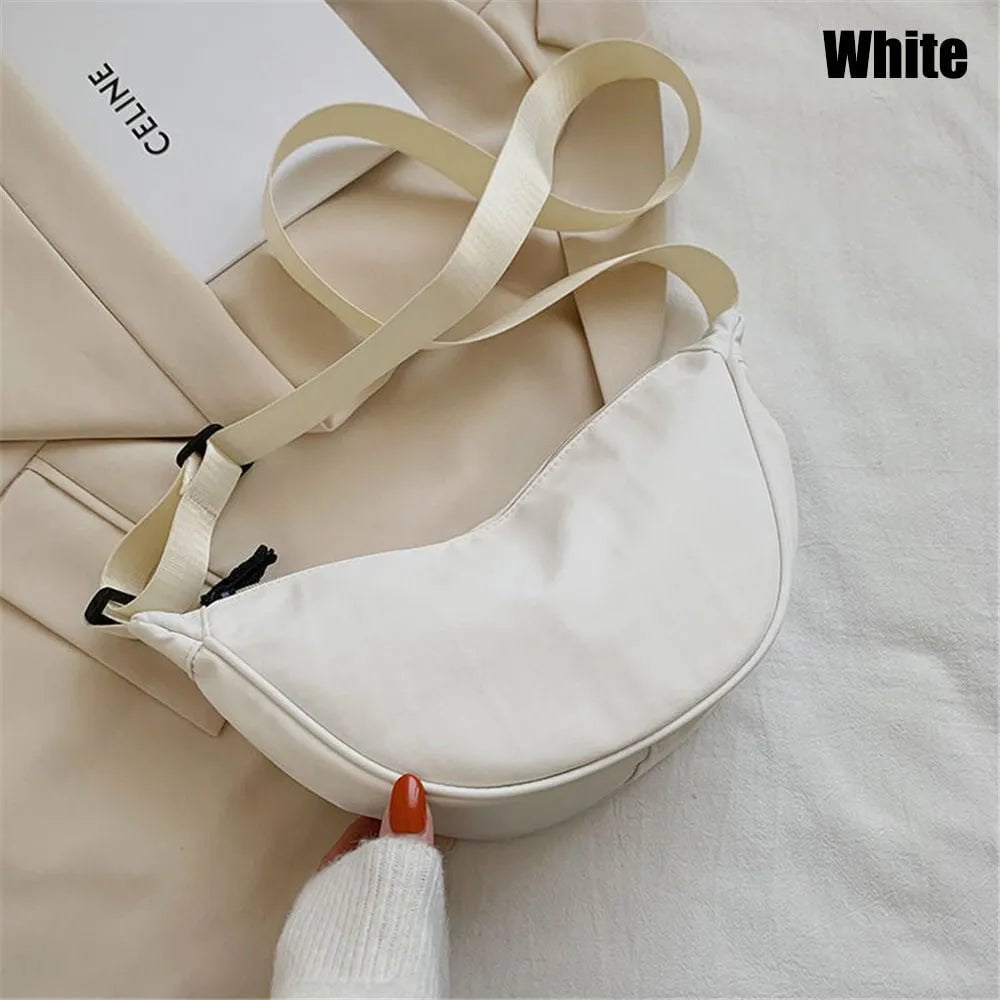 Storazone white Fashion Nylon Casual Hobos Chest Bag Underarm Bag Crossbody Bag For Women Students Shoulder Cross Body Bag