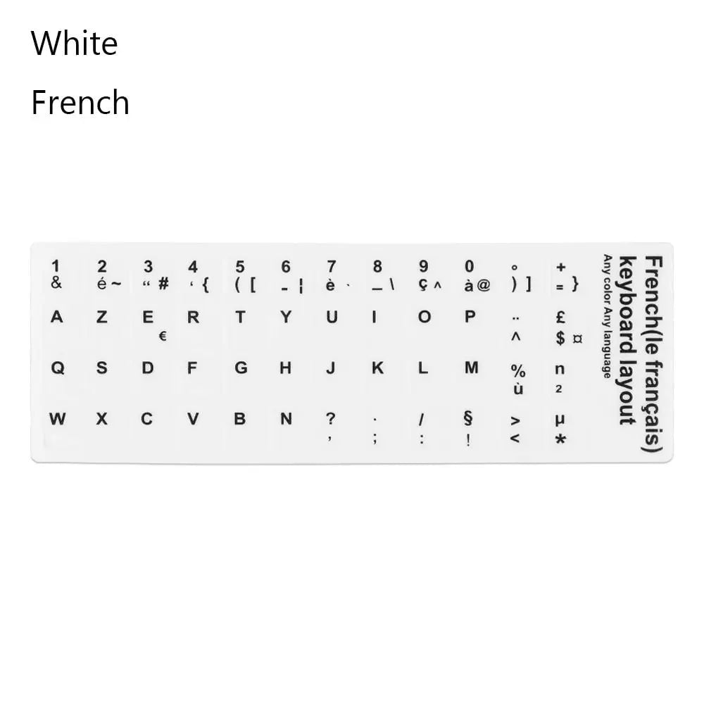 Storazone White-French Multi-language Keyboard Stickers Spanish/English/Russian/Deutsch/Arabic/Italian/Japanese Letter Replacement For Laptop PC