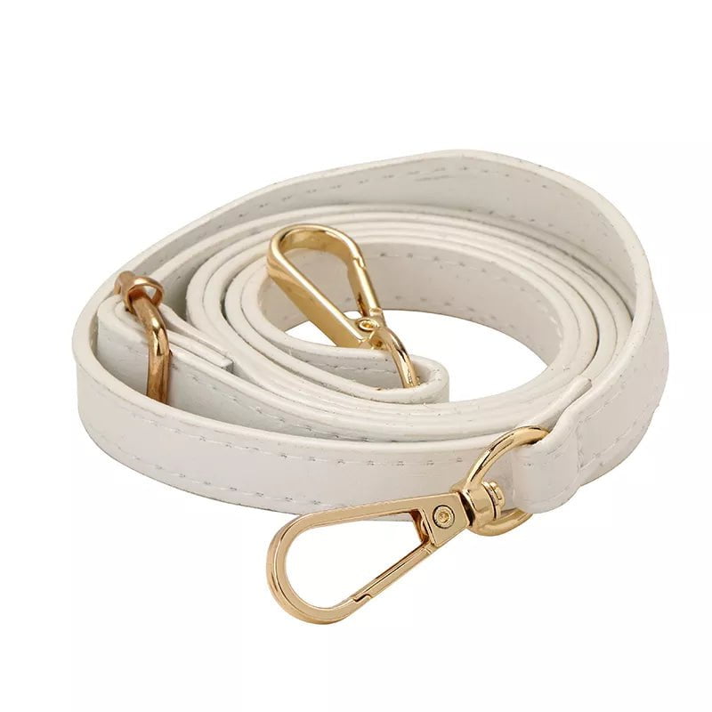 Storazone white gold buckle / 110CM-125CM 125CM Long PU Leather Bag Strap Accessories for handbags 1.2CM Wide Shoulder Bag Strap For crossbody Replacement Strap For Bags