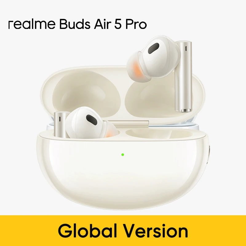 Storazone White Gold GL Pack / CHINA Global Version realme Buds Air 5 Pro Bluetooth headphones 50dB Active Noise Cancelling LDAC Bluetooth 5.3 Wireless Headphonea