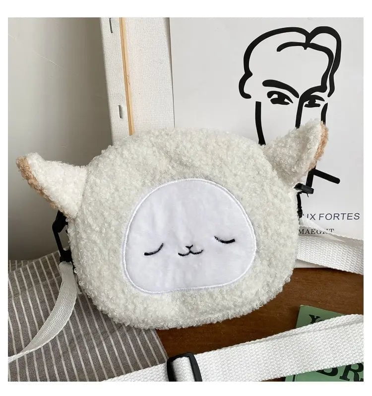 Storazone White Japanese Style Kawaii Bag Women Cartoon Plush Shoulder Bag for Women New Crossbody Bag Small Phone Purse Bolsa Feminina