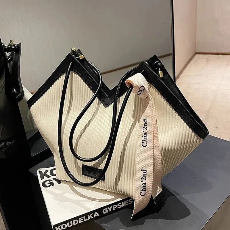 Storazone White Korean Style Big Bag 2022 Autumn and Winter New Women's Bag Casual All-match Canvas Bag Commuter Shoulder Bag Student Tote Bag