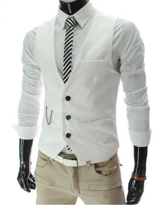 Storazone white / L 2023 New Arrival Dress Vests For Men Slim Fit Mens Suit Vest Male Waistcoat Gilet Homme Casual Sleeveless Formal Business Jacket