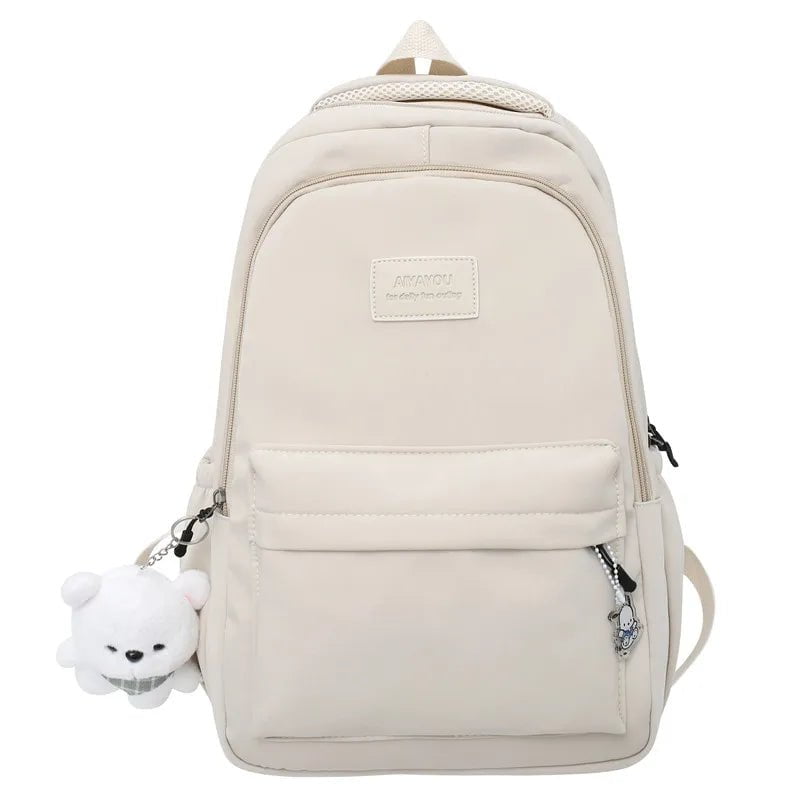 Storazone white / L32cmW20cmH45cm New Female Fashion Lady High Capacity Waterproof College Backpack Trendy Women Laptop School Bags Cute Girl Travel Book Bag Cool