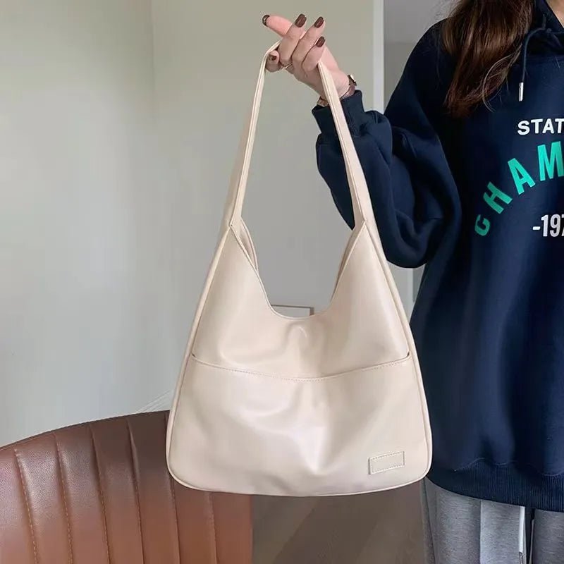 Storazone WHITE Large Capacity Tote Bag Women's New Trendy Shoulder Bag Simple and Versatile Commuter Bag Fashion Trendy Student Classroom Bag