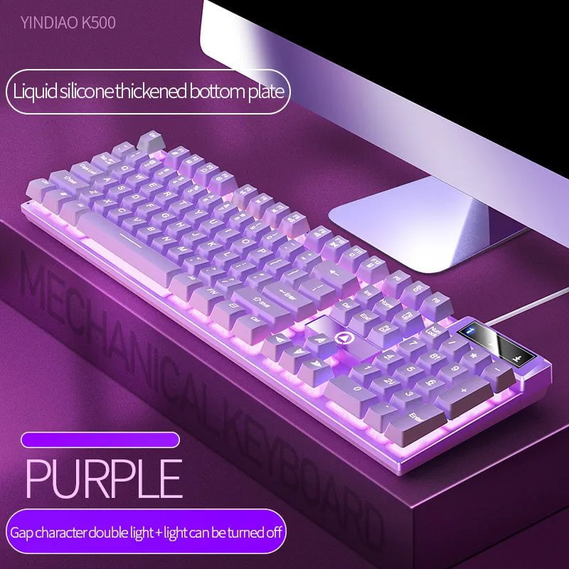 Storazone White light 2 104 Keys Gaming Keyboard Wired Keyboard Color Matching Backlit Mechanical Feel Computer E-sports Peripherals for Desktop Laptop