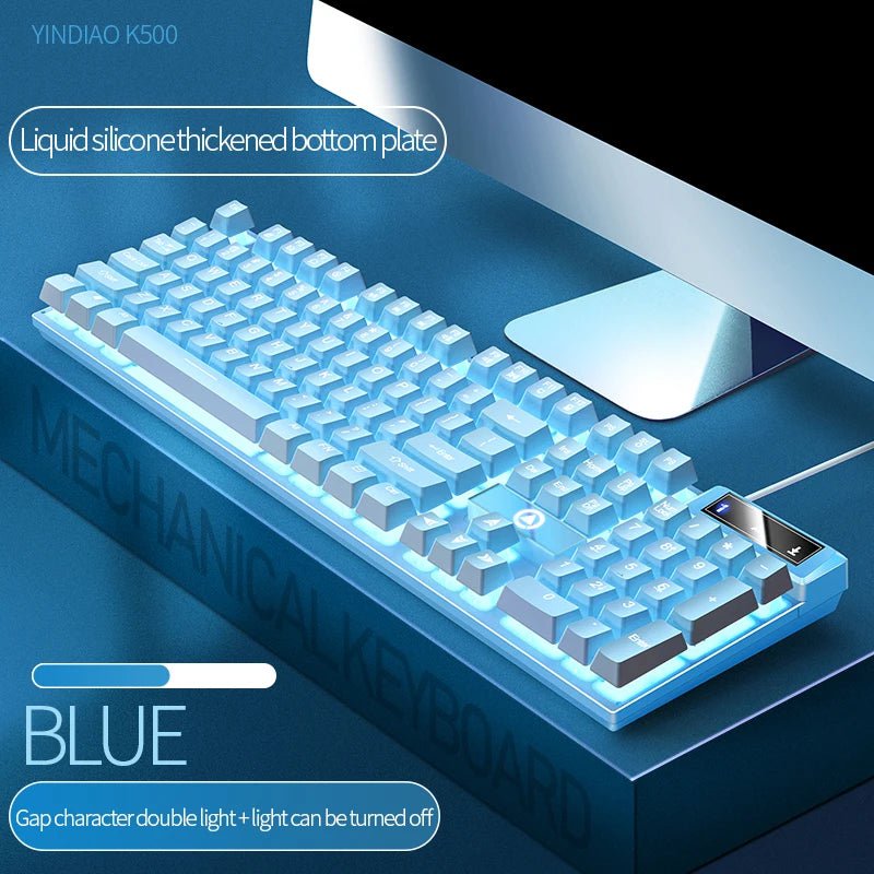 Storazone White light 4 104 Keys Gaming Keyboard Wired Keyboard Color Matching Backlit Mechanical Feel Computer E-sports Peripherals for Desktop Laptop