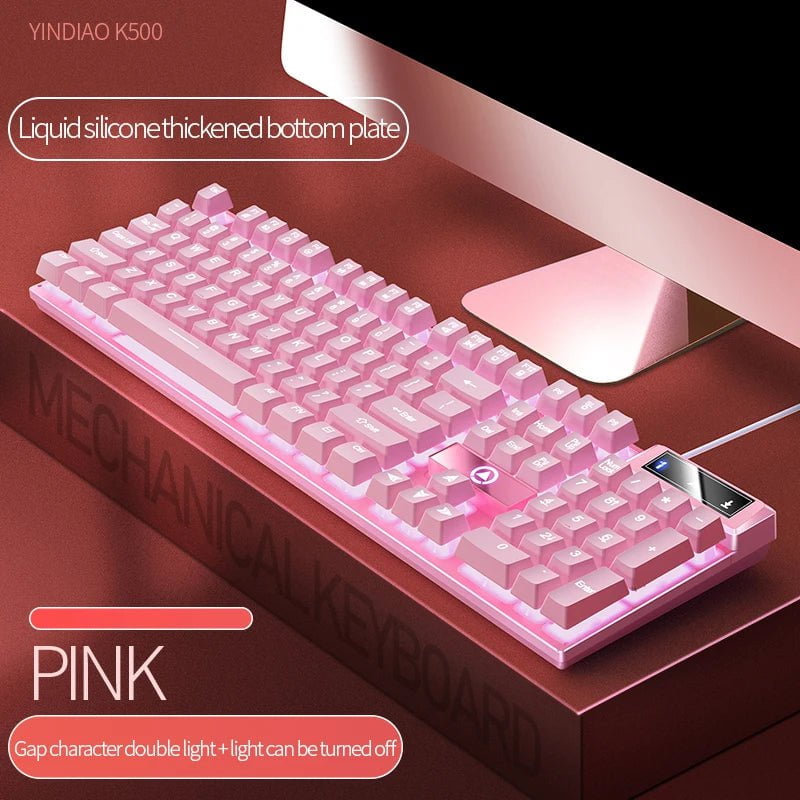 Storazone White light 5 104 Keys Gaming Keyboard Wired Keyboard Color Matching Backlit Mechanical Feel Computer E-sports Peripherals for Desktop Laptop
