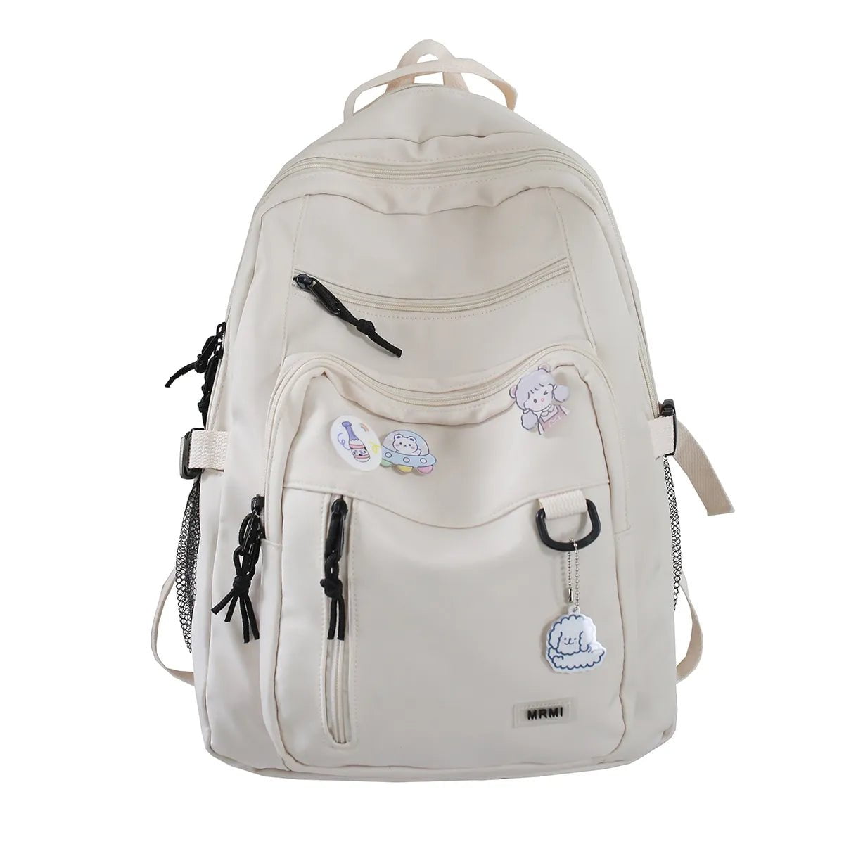 Storazone White No bear doll Fashion Big Student Backpack NEW Badge Rucksack Girls School Bag High Capacity Women Backpack Female Cute Leisure Travel Mochila