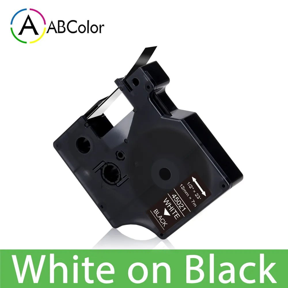 Storazone White on Black / 6mm 45013 Label Tape Black on White For Dymo D1 45013 45018 12mm Label Cartridge For Dymo LabelManager 160 280 COLORPOP Label Maker