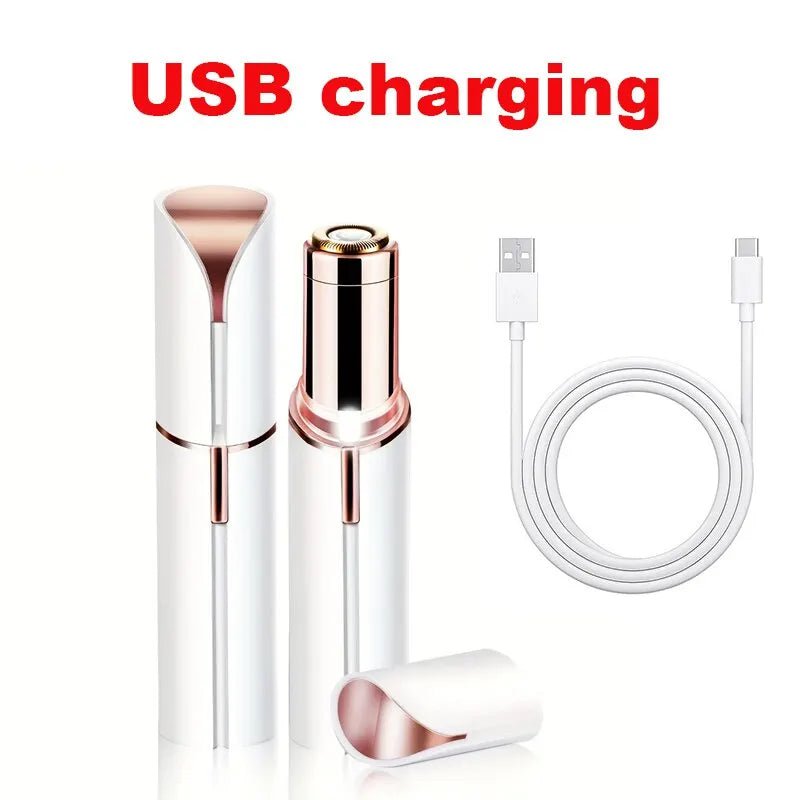 Storazone White opp bag USB Portable Lipstick Shaped Electric Hair Remover For Women Painless And Effective Facial Hair Removal Home Razor Shaver Tool