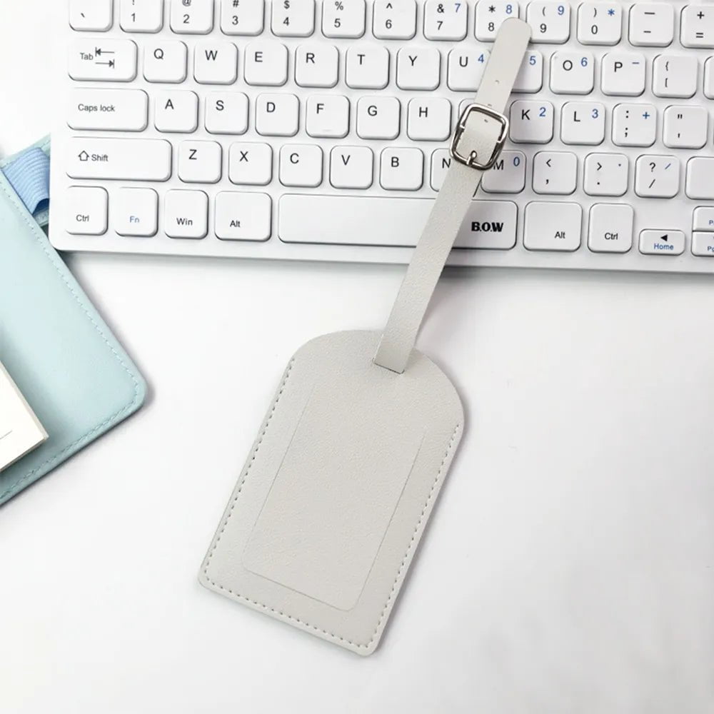 Storazone white Personalize Initials Luggage Tag Custom Letters Men Women Suitcase Name Tag PU Airplane Labels Engrave Logo Travel Accessories