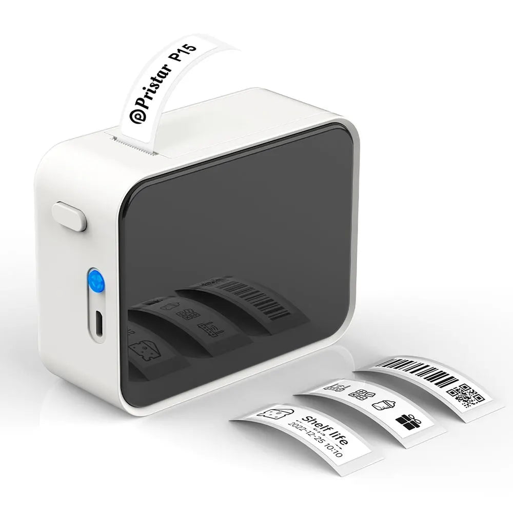 Storazone White Printer Wireless Bluetooth Label Printer Portable Thermal Printer Similar as D11 D110 D101 Labeling Machine Mini Label Maker P15 Sticker