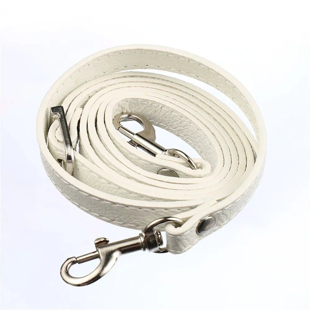 Storazone WHITE / silver New 120cm Long PU Leather Shoulder Bag Strap Bag Handles DIY Replacement Purse Handle for Handbag Belts Strap Bag Accessories