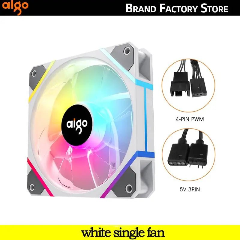 Storazone white single fan / white / A-RGB Aigo AM12PRO Rgb Fan Ventoinha PC 120mm Computer Case Fan Kit Water Cooler 4pin PWM CPU Cooling Fans 3pin5v argb 12cm Ventilador