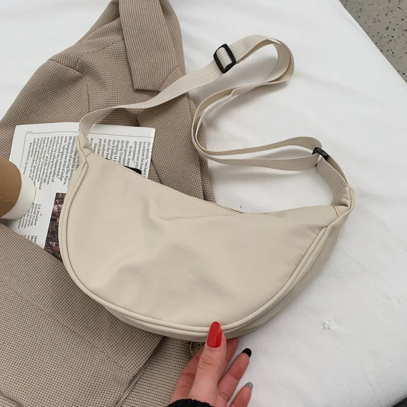 Storazone White Solid Color Chest Bag For Women Large Capacity Travel Crossbody Female Half Moon Belt Bag Ladies Daily Street Fanny Packs 2022