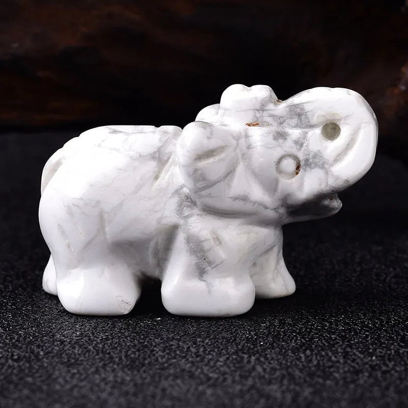 Storazone White Turquoise / 1.5inch 1PC Natural Crystal Rose Quartz Elephant Amethyst Obsidian Animals Stone Crafts Small Decoration Home Decor Christmas Present