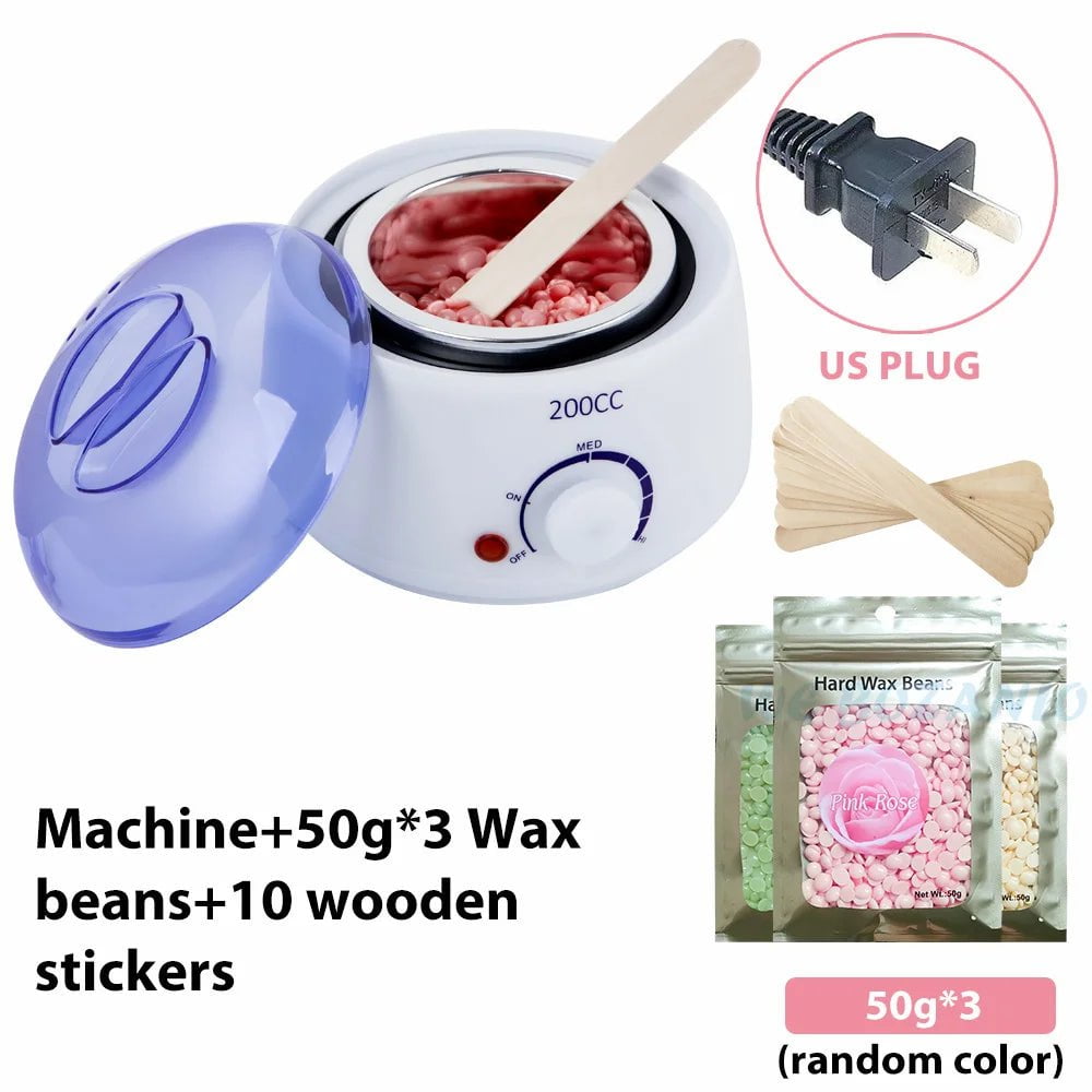 Storazone White US 150g Beans 200CC Wax Heater Warmer Hair Removal Machine For Hand Foot Body SPA Epilator Paraffin Wax Pot +Wax Beans + Wood Sticks