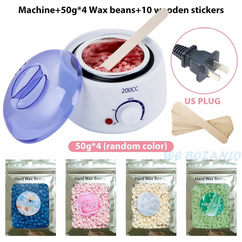 Storazone White US 200g Beans 200CC Wax Heater Warmer Hair Removal Machine For Hand Foot Body SPA Epilator Paraffin Wax Pot +Wax Beans + Wood Sticks