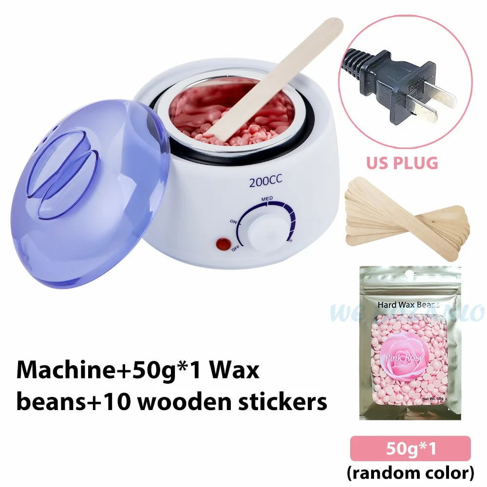 Storazone White US 50g Beans 200CC Wax Heater Warmer Hair Removal Machine For Hand Foot Body SPA Epilator Paraffin Wax Pot +Wax Beans + Wood Sticks