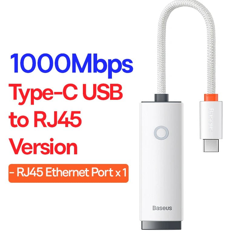 Storazone White USB-C 1000M BASEUS USB Ethernet Network Adapter for Macbook Pro Air USB C to RJ45 Ethernet Adapter for Xiaomi Mi TV Box S Network Card