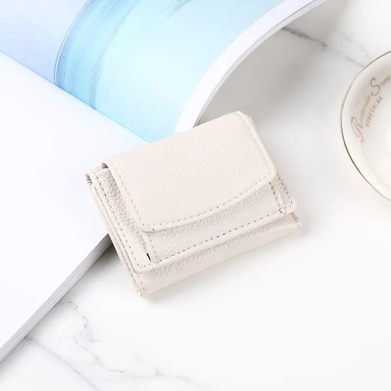 Storazone White Women Men PU Leather Purses Female Cowhide Wallets Lady Small Coin Pocket Card Holder Mini Money Bag handbags Anti Rfid Wallet