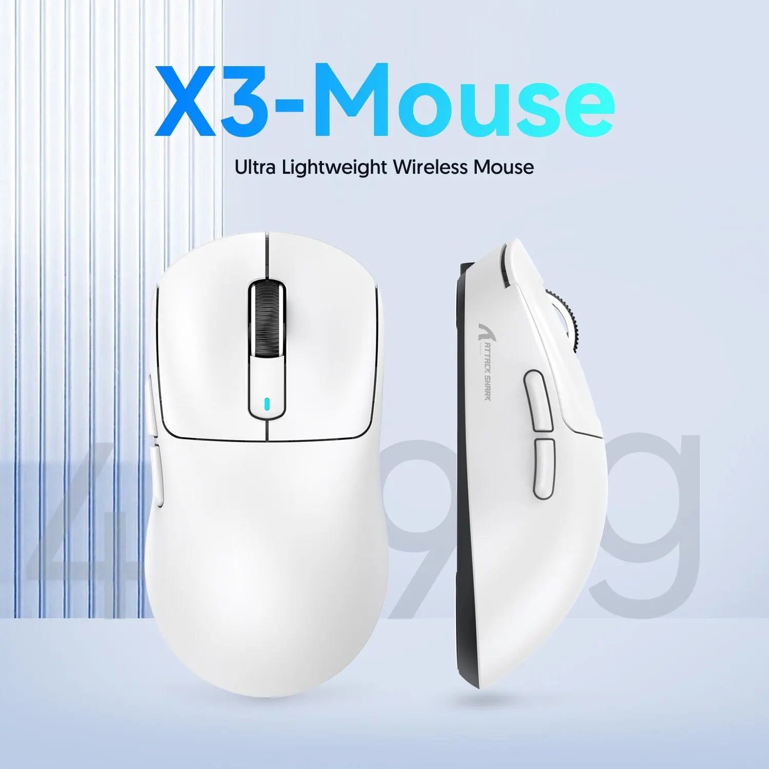 Storazone WHITE X3 Lightweight Wireless Gaming Mouse with 3 Mode 2.4G USB-C Wired Bluetooth 26K DPI PAW3395 Optical Sensor for PC/Laptop/Win/Mac