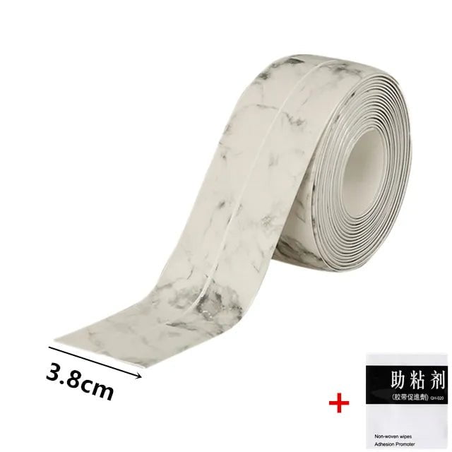 Storazone White2- Marbling / 100CM For Bathroom Kitchen Accessories Shower Bath Sealing Strip Tape Caulk Strip Self Adhesive Waterproof Wall Sticker Sink Edge Tape